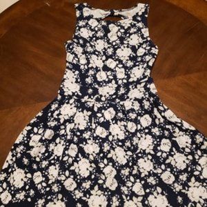 Navy & Cream Rose mini babydoll dress, XS